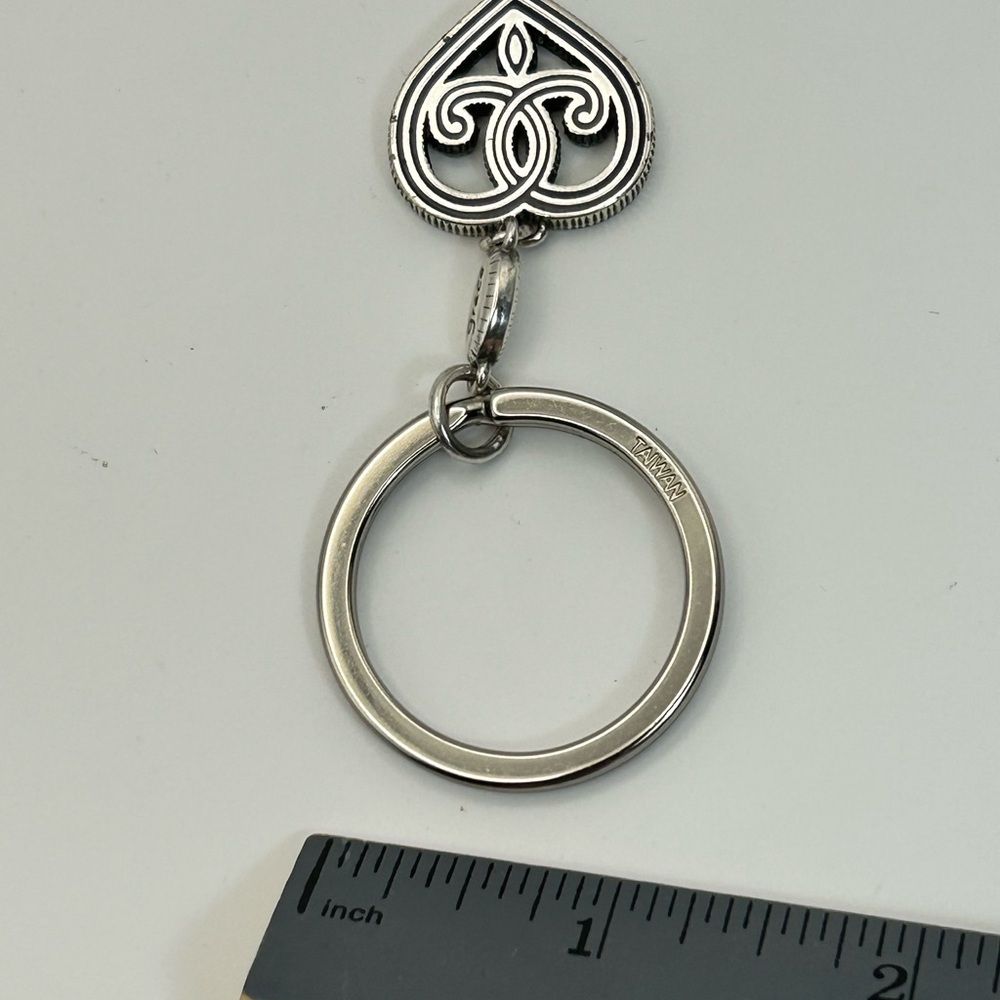 Brighton Heart Charm Keychain Silver Plated 2-sided Love Grace & Cloth Bag - Picture 7 of 8